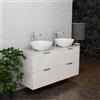 Inda Mobile bagno 120 cm Bianco lucido con 4 cassetti e doppio lavabo in appoggio - Topazio