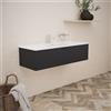 Inda Mobile bagno 120 cm Nero opaco con 1 cassetto e lavabo in ceramica - Topazio