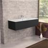 Inda Mobile bagno 120 cm Nero opaco con 1 cassetto e lavabo opaco - Topazio