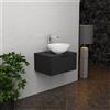 Inda Mobile bagno 60 cm Nero opaco con 1 cassetto e lavabo in appoggio - Topazio