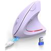 TECKNET Mouse Bluetooth ergonomico ricaricabile, mouse verticale wireless (BT 5.0/3.0 + 2.4G), 6 livelli di regolazione fino a 4800 DPI, mouse ottico silenzioso per Windows, MacOS, Android, iPadOS