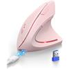 TECKNET Mouse Bluetooth ergonomico ricaricabile, mouse verticale wireless (BT 5.0/3.0 + 2.4G), 6 livelli di regolazione fino a 4800 DPI, mouse ottico silenzioso per Windows, MacOS, Android, iPadOS