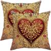Generic Set di 2 federe per cuscini con motivo a cuore, motivo floreale rosso, per San Valentino, decorative, per casa, divano, letto, 45,7 x 45,7 cm