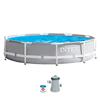 Intex 26702NP - Piscina Fuori Terra Prisma Frame Rotonda, Pompa Filtro 1250 L/h, 4485 L, Acciaio e PVC, Grigio, 305x76 cm