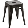 Duhome sgabello metallo ferro altezza 46 cm impilabile robusto design industriale selezione colore 665A, colore:nero, materiale:metallo