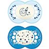 BAMED BABY ITALIA SRL Mam Succhietto Original Night 6+ Mesi Silicone Maschio 2 Pezzi