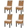 vidaXL - Sedie Sala Da Pranzo 4 Pz In Rattan Kubu E Legno Di Mango (2x243639)