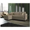 DMORA - Divano Letto Contenitore Con Penisola Reversibile, Con 2 Cuscini, 227 X 80/150 X 81h Cm, Color Beige