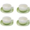 Villa Altachiara Set 4 Tazze Da Tè Con Piattino, Primavera Verde, New Bone China, Elegante Coordinato Tavola Per Colazioni, Tè E Cappuccino, Linea: Primavera