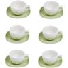 Villa Altachiara Set 6 Tazze Da Caffè Con Piattino Verde In New Bone China, Elegante E Fresco Per Colazione, Tè E Cappuccino, Linea: Primavera