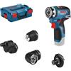 Bosch Professional 06019H3003 GSR 12V-35 FC FlexiClick System Trapano-avvitatore a Batteria 12V System, Include 4 Accessori FlexiClick, Batteria e Caricabatteria non Incluse, in L-BOXX