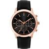 NUOVO Orologio da uomo classico cinturino in pelle moderno classico orologio al quarzo facile da leggere uomo business casual orologio minimalista, nero/oro rosa, Classico