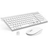 GALENMORO Italiana Tastiera e Mouse Wireless - QWERTY USB Ergonomica Compatta Full-Size con Number Pad Ultrasottili Tastiera Wireless Silenzioso Mouse per Windows PC/Laptop/Windows- Bianco Argento