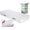 EVERGREENWEB MATERASSI & BEDS EVERGREENWEB - Materasso Singolo 90x200 in Poliuretano Ergonomico Alto 20 cm con Cuscino Memory Foam, Ortopedico, Rivestimento Bianco Effetto Massaggiante Tessuto Anallergico per Tutte Reti e Letti