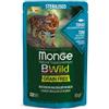 Monge Bwild Grain Free Bocconcini in Salsa per Gatti Adulti Sterilizzati da 85 gr Gusto Tonno con Gamberetti e Ortaggi