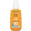 Garnier Protezione Solare Spray Per Bambini, Per Pelli Sensibili, Protezione Molto Alta SPF50+, Pelle Protetta dai Raggi UV, Resistente all'Acqua e alla Sabbia, Ambre Solaire Kids Protect, 150 ml