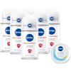 NIVEA Deodorante Roll On Dry Comfort 6 x 50 ml e Soft Mini crema corpo, viso e mani 25 g in omaggio, Cofanetto con deodorante donna e uomo e crema multiuso idratante - Kit Esclusiva Amazon