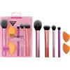 Real Techniques Kit di spugne da trucco Everyday Essentials +, 4 pennelli da trucco e 2 spugne da trucco,set da 6 pezzi