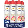 Dove Deodorante Spray Advanced Care Go Fresh Pesca, con Formula Idratante e Delicata sulla Pelle, Senza Alcol, Pelle Asciutta Fino a 72 Ore, Deodorante Uomo e Donna, 6 Pezzi da 200ml