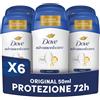 Dove Deodorante Stick Original, Deodorante Antitraspirante in Stick, Protezione Fino a 72 Ore, con Pro-Ceramide Technology e Ingredienti Idratanti, Deodorante Uomo e Donna, 6 Pezzi da 50ml