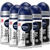 NIVEA MEN Black & White Invisible Original Roll-on 6 x 50 ml, Deodorante uomo 72h, Deodorante roll on antitraspirante contro odori, sudore, residui, irritazioni e macchie su tessuti chiari e scuri