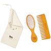 TEK - Kit da Borsetta: Spazzola Ovale Piccola e Pettine Piccolo Rado Arancioni con Custodia in Cotone, Handmade in Italy