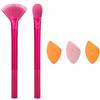 Real Techniques Limited Edition Starlite Nights Brush + Sponge Kit, Makeup Brush & Makeup Blending Sponge Set, For Concealer, Foundation, & Powder, For Matte or Dewy Skin, 5 pezzi Gift Set
