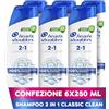 Head & Shoulders Shampoo e Balsamo Antiforfora 2 in 1 Classic Clean, Sensazione Di Freschezza 6x250ml