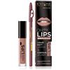 Eveline Cosmetics Oh! My Lips Rossetto Liquido Opaco & Set di Matita Labbra 08 - Idratazione Duratura con Vitamina E & Acido Ialuronico