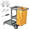 VEVOR Carrello per Pulizia di Servizio 3 Ripiani con Sacco per Raccolta Spazzatura Ruote in PVC Capacità Carico Max. 90,7kg, Carrello di Pulizia 3 Ripiani PP Sacco Raccolta Hotel Aeroporto Magazzino