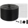 VEVOR Griglia di Protezione per Pannello Solare in Rotolo 20,3 cm x 30,5 m, Kit Anti-Uccelli 100 Fascette in Acciaio Inox Rivestimento in PVC Antiruggine Rete Metallica 12,7 mm per Protezione