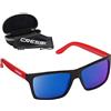 CRESSI Rio Sunglasses Black/Red Mirrored Lens Blu - Occhiali da Sole Unisex Sportivi Polarizzati Lenti Anti Riflesso e Raggi UV, Nero/Rosso Lenti Specchiate Blu