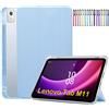 A-BEAUTY Custodia Compatibile con Lenovo Tab M11 Tablet 11 2024 + 1 Pennino Capacitivo, con Portapenne, Accensione e Spegnimento Automatico, Custodia per Lenovo M11, Blu Ghiaccio