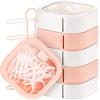 Kathfly 6 organizer per cravatte per capelli, dispenser Qtip per bagno, porta cotton fioc, portatile, da viaggio, scatola per accessori per bambini con coperchio (rosa, bianco)