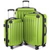 HAUPTSTADTKOFFER - ALEX - Set di 3 valigie, valigie rigide, trolley, bagaglio da viaggio opaco, set da viaggio, TSA, 4 ruote doppie (S, M e L), Mela Verde