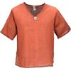 GURU SHOP Camicia da yoga, in cotone, leggera, per il tempo libero, a maniche corte, colore bianco naturale, da uomo, in cotone, Arancio ruggine, M