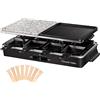 Russell Hobbs Raclette Grill 8 persone - 8 padelle e spatola in legno, 2 piastre grill da tavolo - Pietra naturale, Scanalatura liquidi, Piastra reversibile, Rivestimento antiaderente, 26280-56