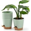 Qaobo 6 vasi per piante autoirriganti da 12,7 cm, ad alto drenaggio, per piante da interni ed esterni, con vassoio e bordo per irrigazione, vasi da giardino da giardino, verde