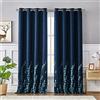 Melodieux - Tende oscuranti per soggiorno, camera da letto, senza rumore, con occhielli per finestra, colore: blu navy/blu, 150 x 200 cm (1 pannello)
