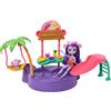 Enchantimals - Piscina dei Tuffi Scimmietta, playset con bambola con accessori e amico cucciolo, scivolo, altalena e 12+ pezzi inclusi, giocattolo per bambini, 4+ anni, HTW73