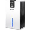 OKYUK Deumidificatore elettrico 2700 ml, deumidificatore per casa con spegnimento automatico, luce LED a 7 colori, ideale per camper, bagno, camera da letto, cantina (bianco)