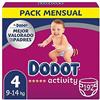 DODOT Pannolini per bambini Activity Taglia 4 (9-14 kg), 192 pannolini con vestibilità più resistente