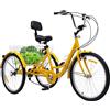 Quiltern Triciclo pieghevole da 24 pollici, per adulti/anziani, 7 marce, 3 ruote, pieghevole, con cestino della spesa e parafango, per adulti, triciciclo, bicicletta pieghevole per ricreazione, shopping