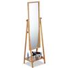 Relaxdays Specchio da Terra bambù, Inclinabile, Autoportante con Ripiano Portaoggetti, HLP: 160x40x36 cm, Legno Naturale