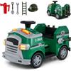 COSTWAY Macchina Elettrico per Bambini 12V, Auto Cavalcabile con Pala, Estintore, Scala, Casco di Sicurezza, 4 Ruote, Sirena e Clacson, Camion Realistico dei Pompieri per Bambini 3-8 Anni (Verde)