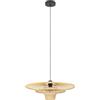 Eglo Lampada a sospensione Lydney, lampada per tavolo da pranzo, stile giapponese, paralume in legno di bambù, attacco E27, Ø 57 cm