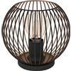 Eglo lampada da tavolo Almanzora, rotonda, per comodino, soggiorno e camera | da letto, in metallo nero e rame, con attacco E27, Ø 20 cm
