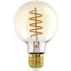 Eglo Lampadina a LED a sfera E27, dimmerabile, a spirale, stile vintage, 8 W (equivalente a 60 W), 806 lumen, luce bianca calda, 2700 K, lampadina Edison G80, Ø 8 cm