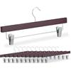Relaxdays Set da 12 Grucce per Pantaloni, Appendini per Gonne, 2 Clip Appendi Abiti, Legno, Ferro, 15,5x36x3 cm, Marrone