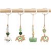 BINYI Palestrina Neonato Montessori Arco 4 Pezzi Giochi per Passeggino da Appendere Giocattoli di Legno per Bambini Pieghevole Gioco Auto Neonato Baby Gym con Ciondolo in Legno (Verde)
